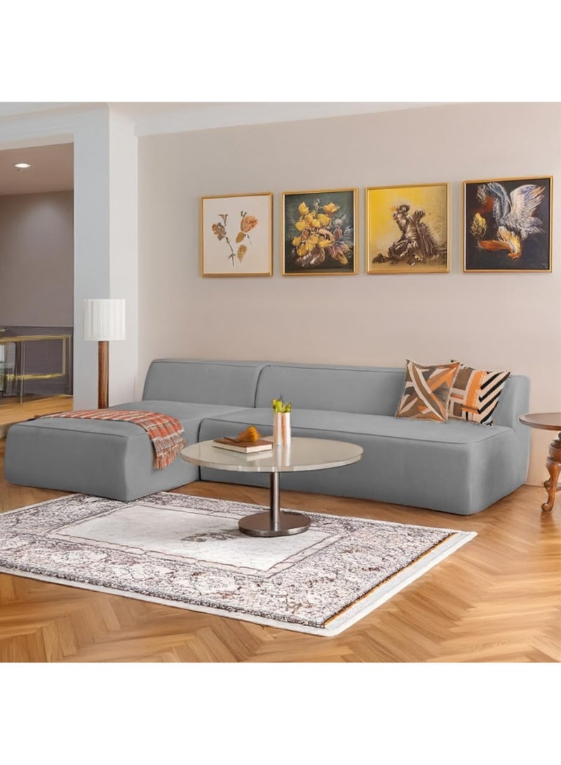 Karnak Milan Modern L-Shaped Sectional Sofa, Dark Grey Velvet, Right Chaise Orientation, Space-Saving Design with Interchangeable Chaise - Image 1