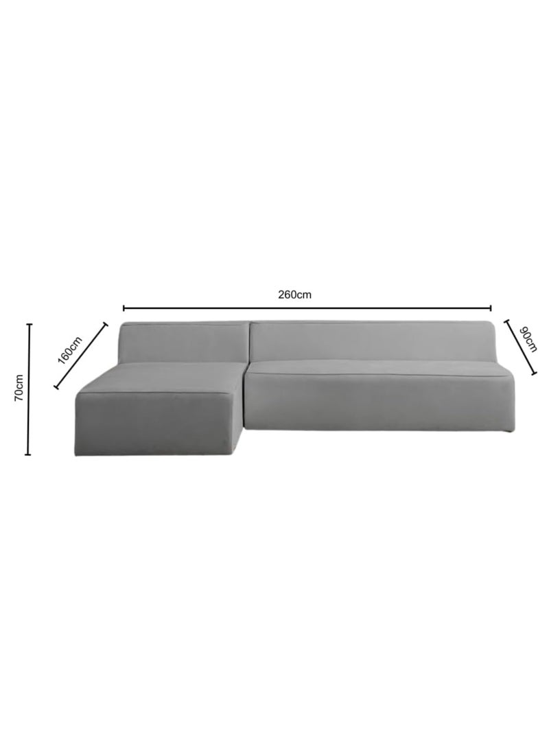 Karnak Milan Modern L-Shaped Sectional Sofa, Dark Grey Velvet, Right Chaise Orientation, Space-Saving Design with Interchangeable Chaise - Image 3