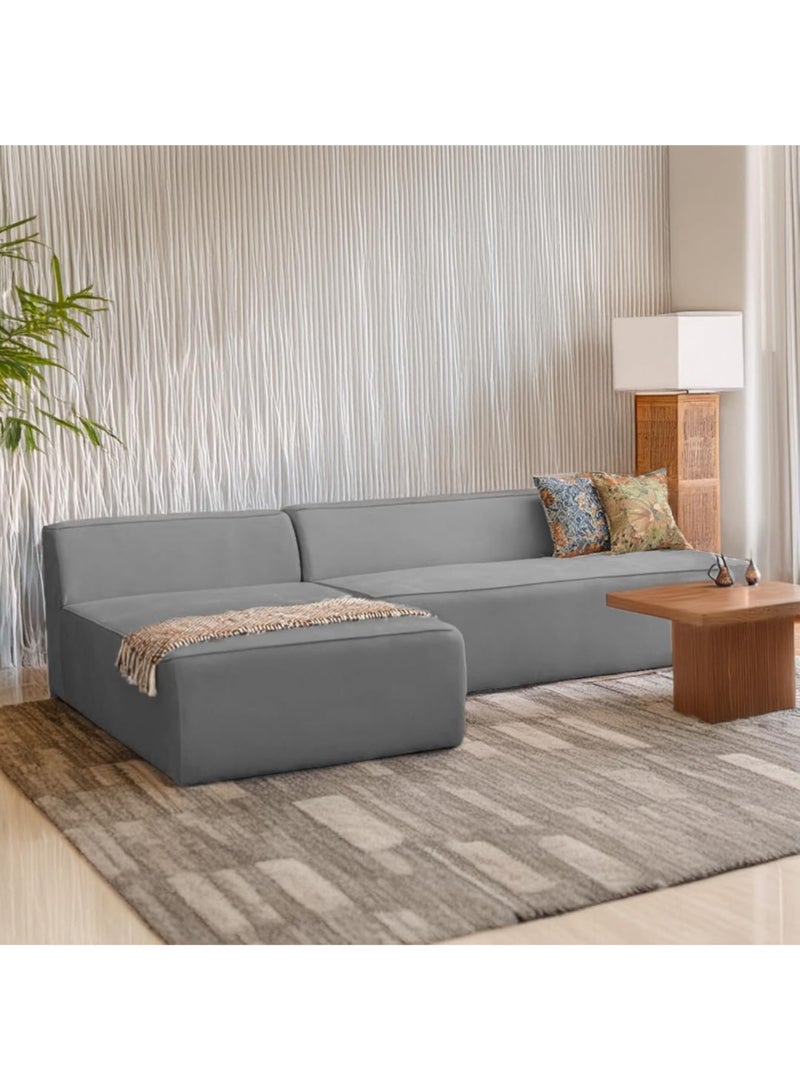 Karnak Milan Modern L-Shaped Sectional Sofa, Dark Grey Velvet, Right Chaise Orientation, Space-Saving Design with Interchangeable Chaise - Image 4