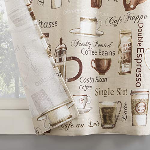 No. 918 Bristol Coffee Shop Semi-Sheer Rod Pocket Kitchen Curtain Valance and Tiers Set, 54" x 36", Ivory Off-White - Image 3
