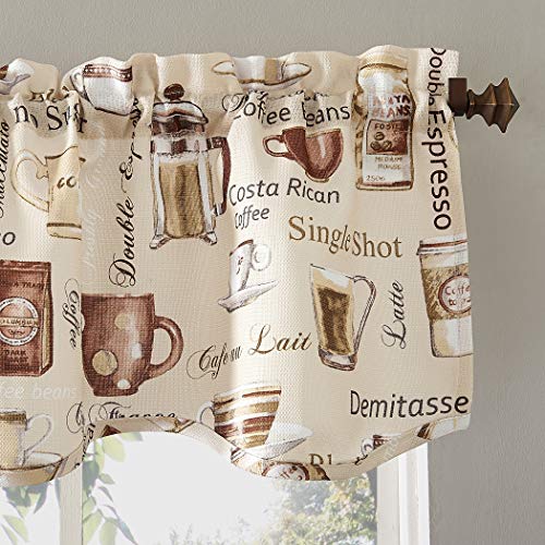 No. 918 Bristol Coffee Shop Semi-Sheer Rod Pocket Kitchen Curtain Valance and Tiers Set, 54" x 36", Ivory Off-White - Image 2