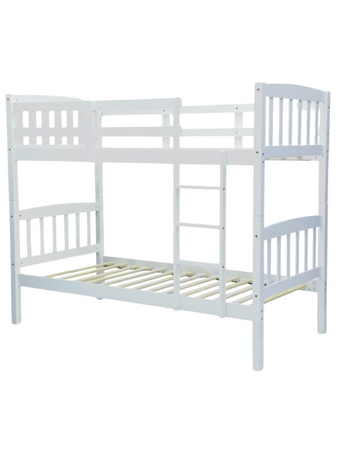 SULSHA SULSHA "Wooden MH-5005 Bunk Bed Double Decker, Heavy Duty Solid Wood, Sturdy Guard Rails for Home, Baby Room, Apartment, Studio - Safe & Durable Bunker Bed for Kids & Adults" (WHITE)  - Image 2