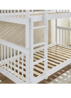 SULSHA SULSHA "Wooden MH-5005 Bunk Bed Double Decker, Heavy Duty Solid Wood, Sturdy Guard Rails for Home, Baby Room, Apartment, Studio - Safe & Durable Bunker Bed for Kids & Adults" (WHITE)  - Image 4