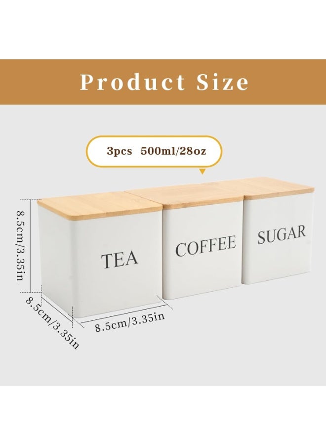 GuRiver 3-Piece Coffee Storage Can Tea Snacks Coffee Bean Storage Can Bamboo Lid Iron Art Display Square Can - Image 2