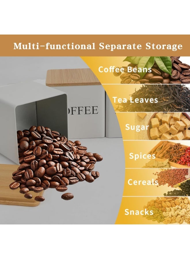 GuRiver 3-Piece Coffee Storage Can Tea Snacks Coffee Bean Storage Can Bamboo Lid Iron Art Display Square Can - Image 5