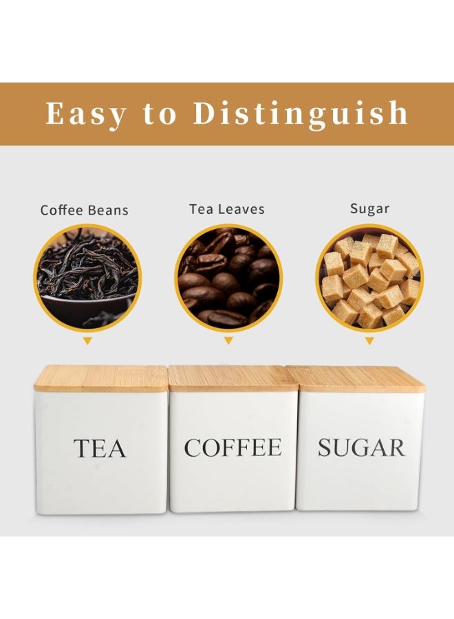 GuRiver 3-Piece Coffee Storage Can Tea Snacks Coffee Bean Storage Can Bamboo Lid Iron Art Display Square Can - Image 3