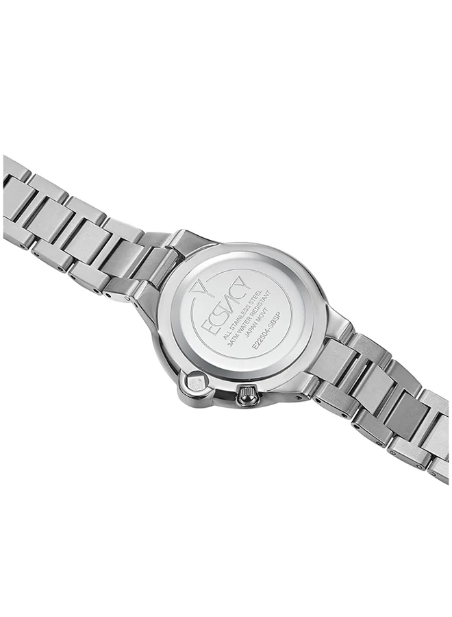 ECSTACY Ecstacy Women's Japan Quartz Movement Watch, Analog Display and Stainless Steel Strap - E22504-SBSP, Silver