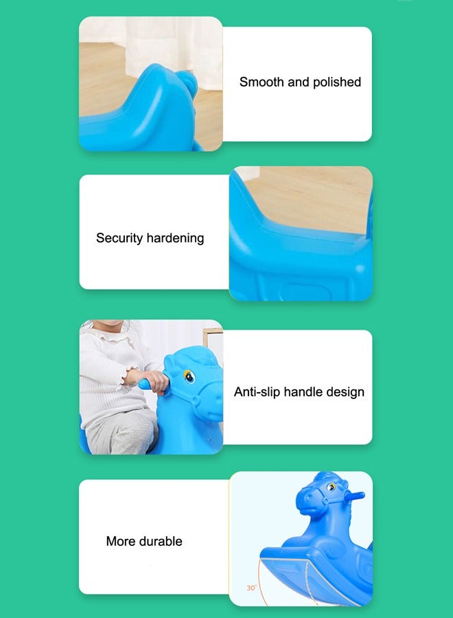 Animal Playhouse Commercial Ride On Toy Rocking Horse Toy Rocking Horse for Boys and Girls, Indoor, Outdoor Chair, Kids Ride, Plastic, Blue - Image 3