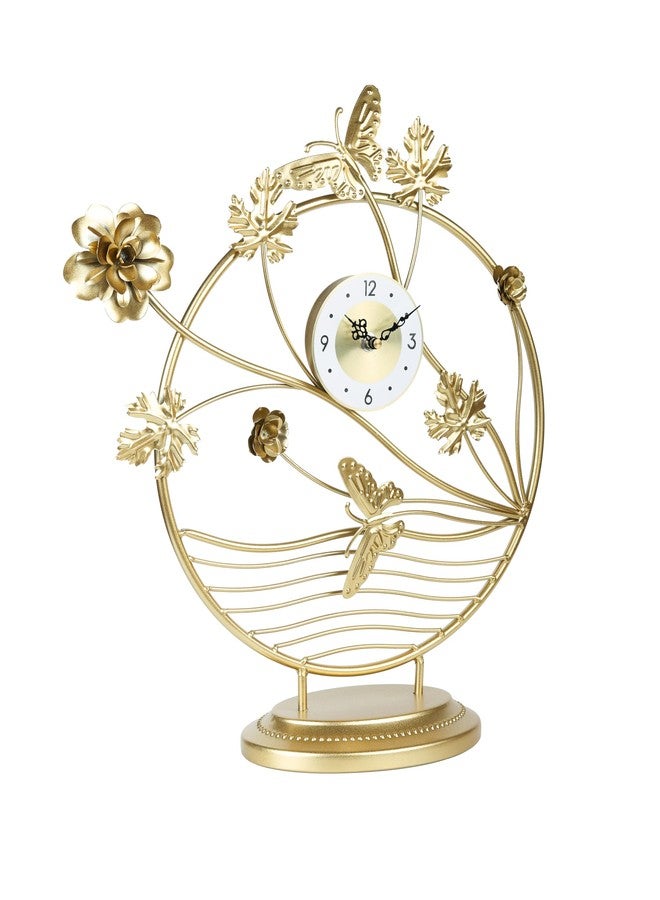 Dratal Vintage Clock Handcrafted Metal Artistic Sun Design Brass Finish and German Silver Numbers Railway Station Double Side Clock (DT-14)