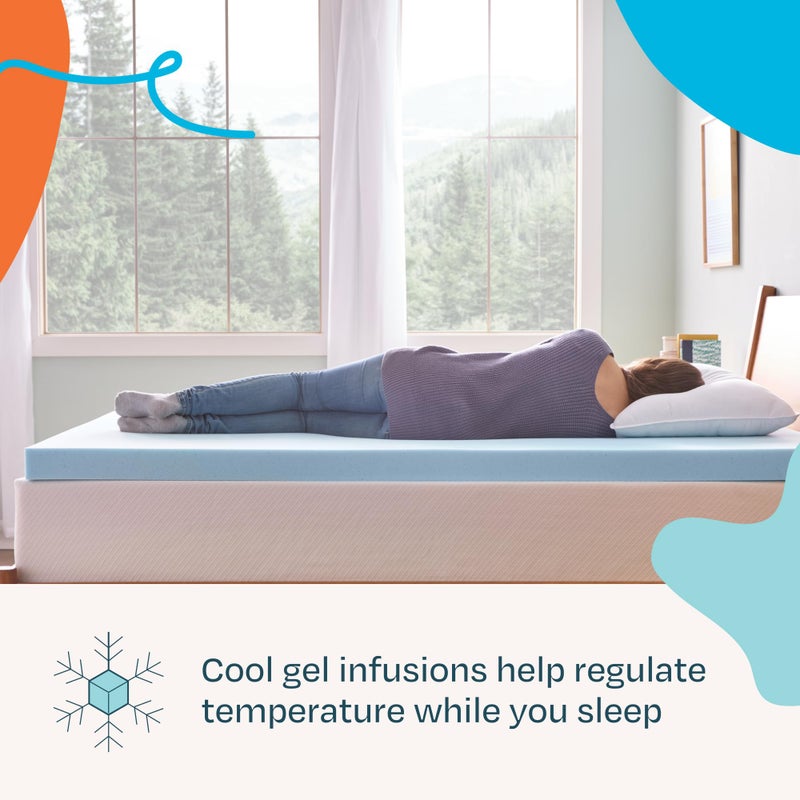 Linenspa Memory Foam Mattress Topper, Twin XL Size - 3 Inch Gel Infused Memory Foam - Plush Feel - Cooling and Pressure Relieving - CertiPUR Certified - Dorm Room Essentials - Image 2