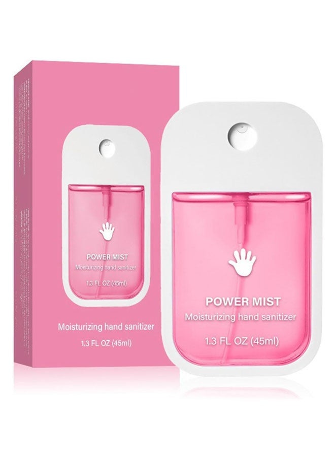 Power Mist Hydrating Hand Sanitizer Spray,Pink ,Portable Spray Bottle with Moisturizing Effect for Daily Hand Hygiene 1.3 FL OZ (45ml) - Image 1