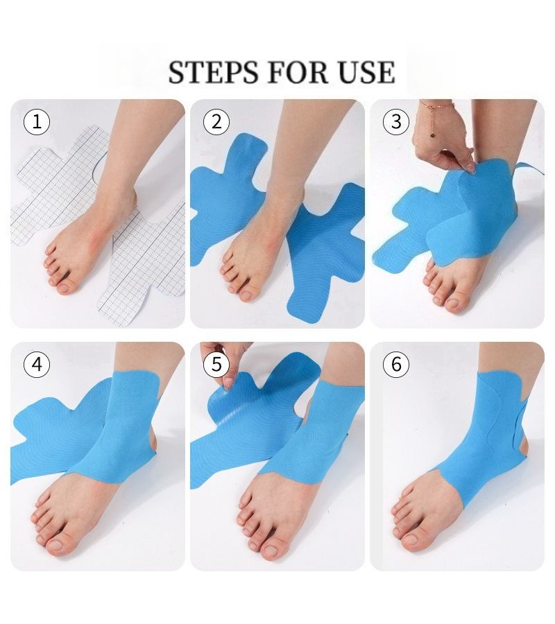 6Pcs Sports Bandage Set Elastic Ankle Support Knee Pads Light Beige - Image 4