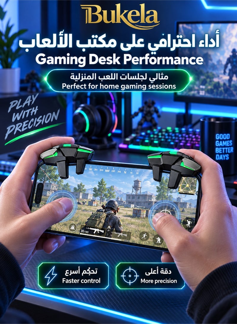 كيلا مشغل وحدة تحكم الألعاب المحمولة، ملحقات PUBG، مشغل 6 أصابع، حساسية عالية و4 أزرار معدنية، تصميم غير قابل للانزلاق على شكل جسم الإنسان مع أكمام إصبعين - Image 5