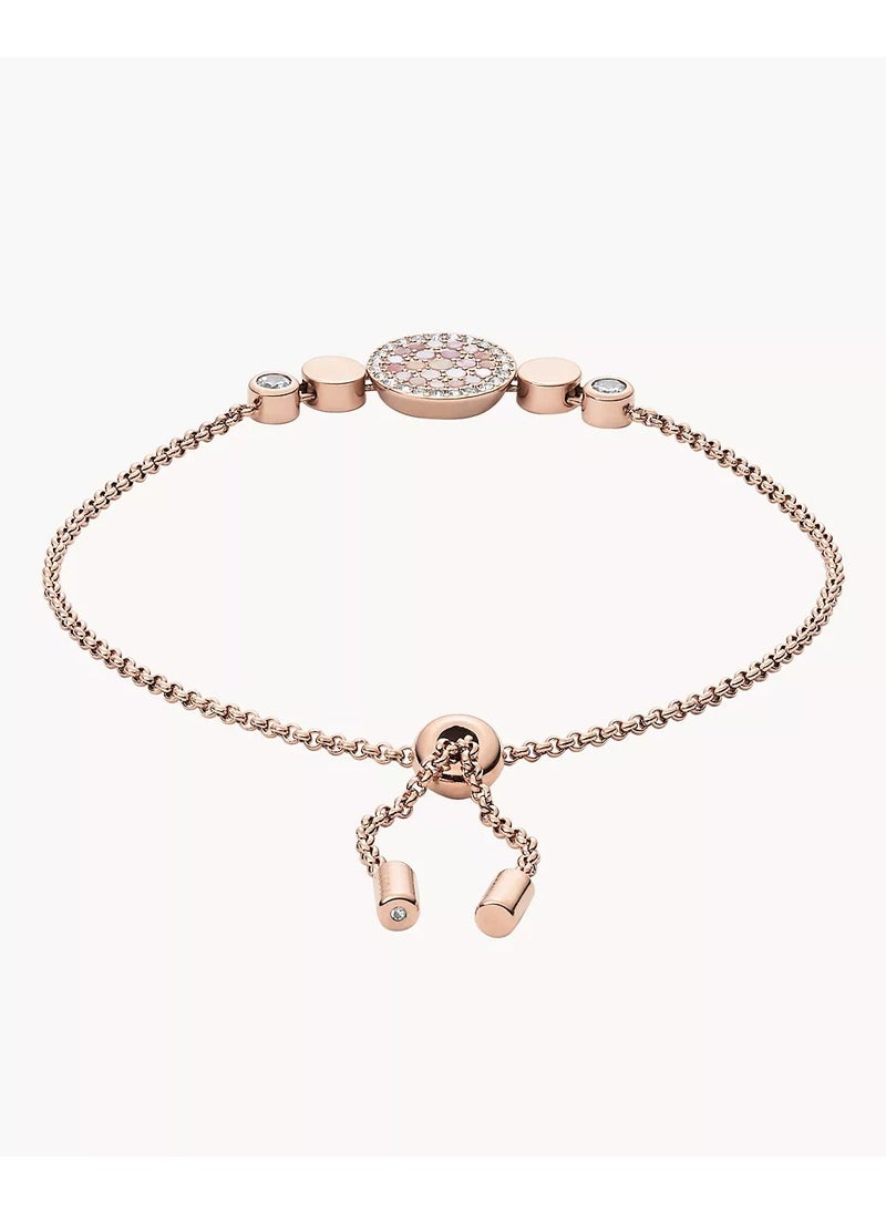 FOSSIL Women's Stainless Steel Val Mosaic Mother of Pearl Disc Slider Bracelet, Rose Gold, One Size  - Image 3