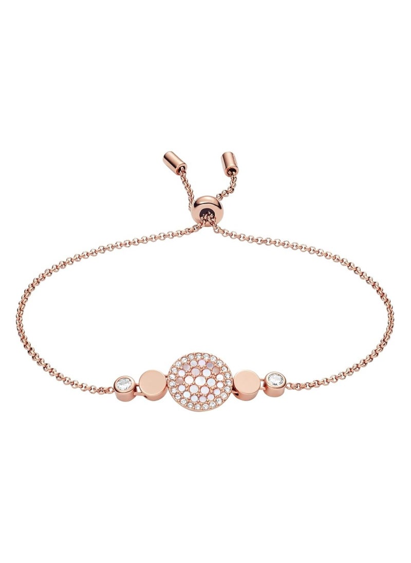FOSSIL Women's Stainless Steel Val Mosaic Mother of Pearl Disc Slider Bracelet, Rose Gold, One Size  - Image 1