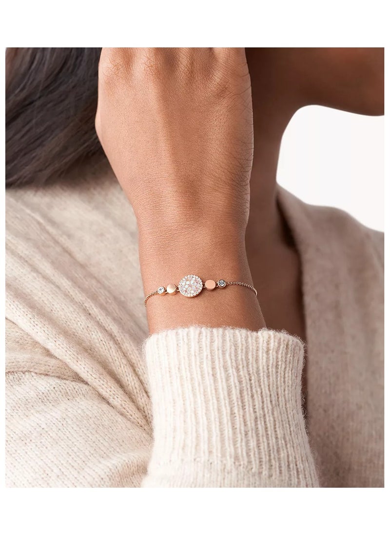 FOSSIL Women's Stainless Steel Val Mosaic Mother of Pearl Disc Slider Bracelet, Rose Gold, One Size  - Image 2