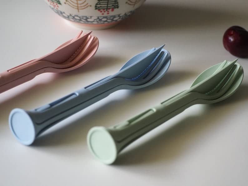 XML XML 3 in 1 Spoon Set Plastic Spoon Fork and Knife Set Kitchen Cutlery Set Baby Spoon for Travel School Picnic Office Daily Use 5  - Image 5