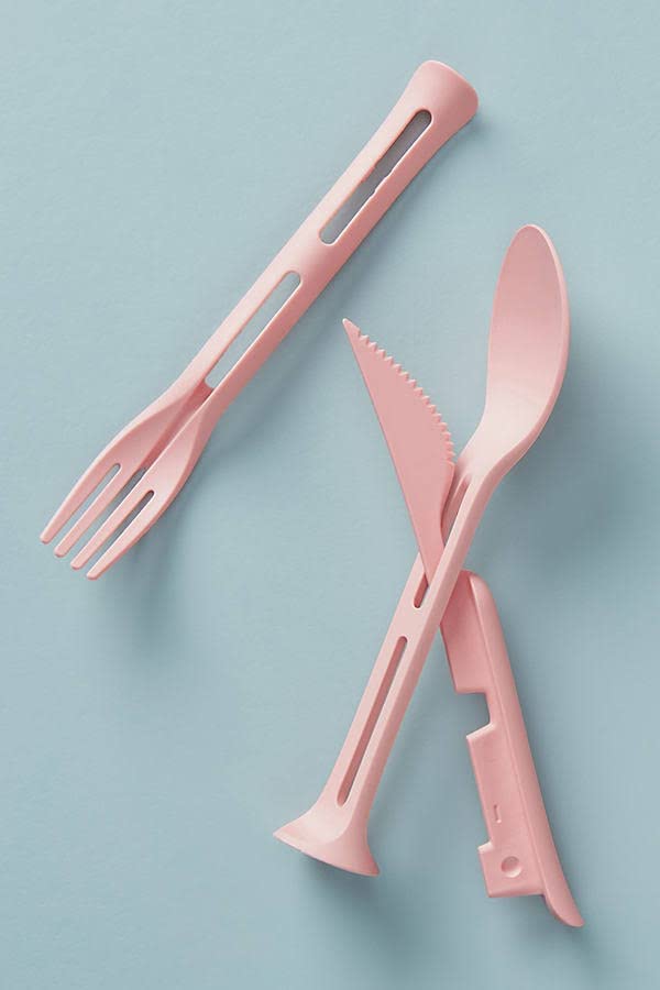 XML XML 3 in 1 Spoon Set Plastic Spoon Fork and Knife Set Kitchen Cutlery Set Baby Spoon for Travel School Picnic Office Daily Use 5  - Image 2
