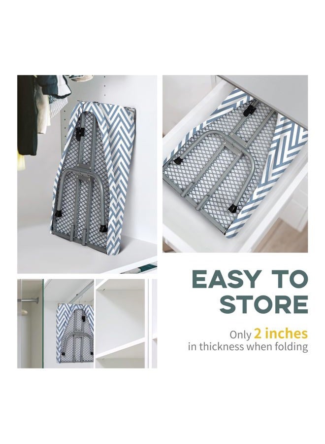 RAINHOL Small Tabletop Ironing Board Foldable, RAINHOL Steel Mesh Portable Iron Board for Dorm and Apartment, with Iron Rest and Heat-Resistant Cotton Cover, 31" x 12", Blue and White Stripes - Image 4
