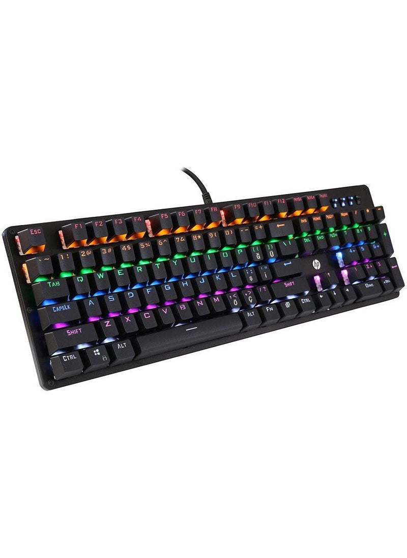 HP - GK100F Mechanical Gaming Keyboard RGB Illuminated Wired Keyboard Stylish Zafir Modern Design Turkish Q Keyboard - Image 1