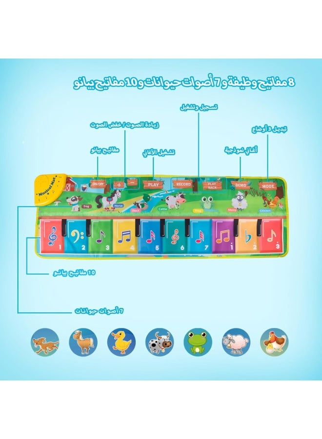 Sunbath Piano Music Dance Mat,Baby Musical Mat,Piano Toys for Toddlers with Animal Sounds Blanket Touch Playmat Gift Toys for 3 4 5 6 Year Old Boy Girl Gifts - Image 3
