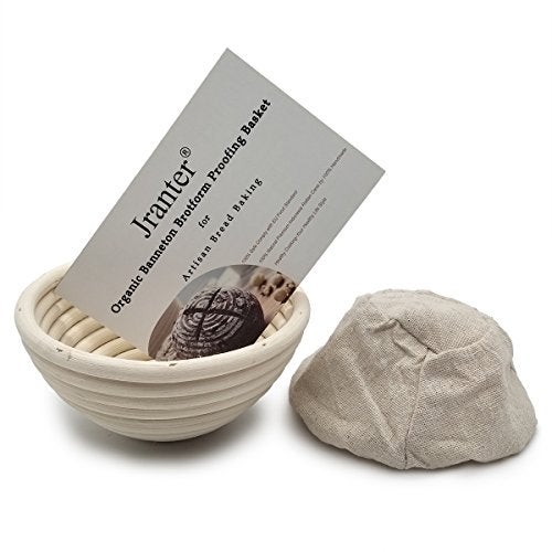 Jranter 5 Inch Round Banneton Bread Proofing Basket 2 pcs Natural Rattan Cane Brotform Handmade& Linen Liner Cloth - Image 2