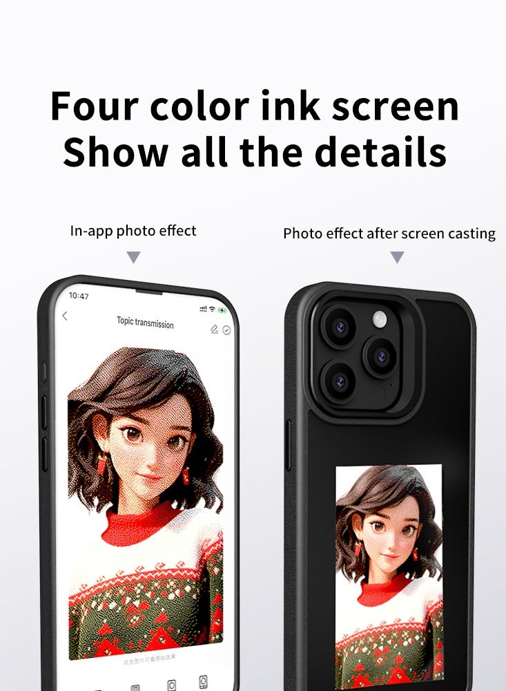 Smart Ink Phone Case,DIY Ink Screen,Compatible with IPhone16Pro,black - Image 4