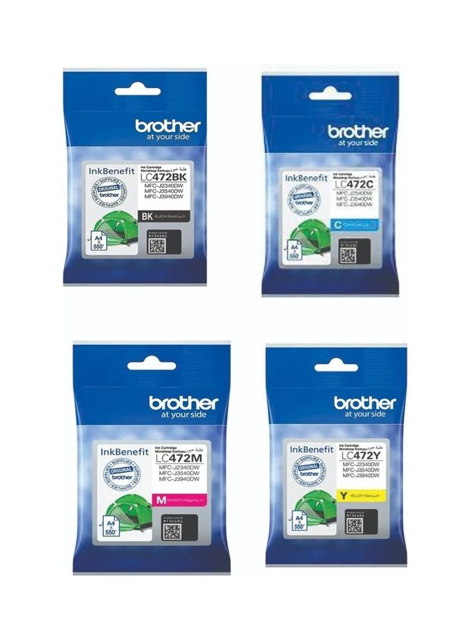 brother LC472 4-Color Ink Cartridge Set For MFC-J2340DW J3940DW Printer Black/Cyan/Magenta/Yellow - Image 1