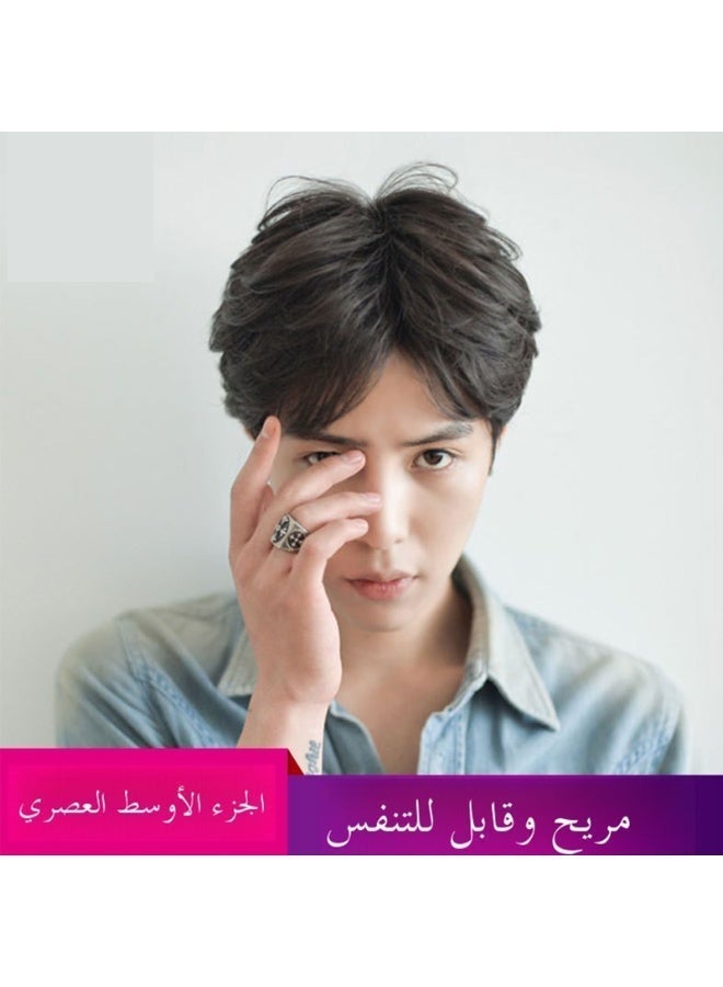 كيمياوي وسط الجزء 100% شعر بشري كامل قبعة رجولية قصيرة أزياء وعصرية قبعة شعر بشري حقيقية تبدو طبيعيًا قبعة شعر أنيقة - Image 1