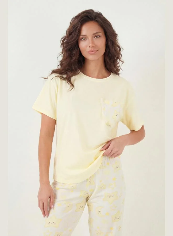 Lela  Lela Cotton Regular Fit Crew Neck Pajama Set with Pocket Details Women's Pajama Set 6091325 for Women | Best Price UAE