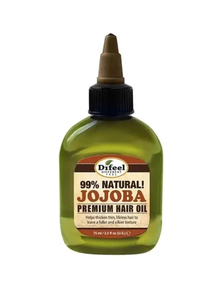 difeel 99% Natural Jojoba Premium Oil Helps Thicken Thin Lifeless Hair to Leave Fuller ad Silkier Texture 75ml