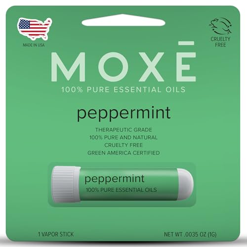 MOXE Peppermint Essential Oil Nasal Inhaler Therapeutic NoMess Aromatherapy Cooling Refreshing Invigorating Uplifts Mood and Positivity Pure and Undiluted Made in USA 1 Pack - Image 2