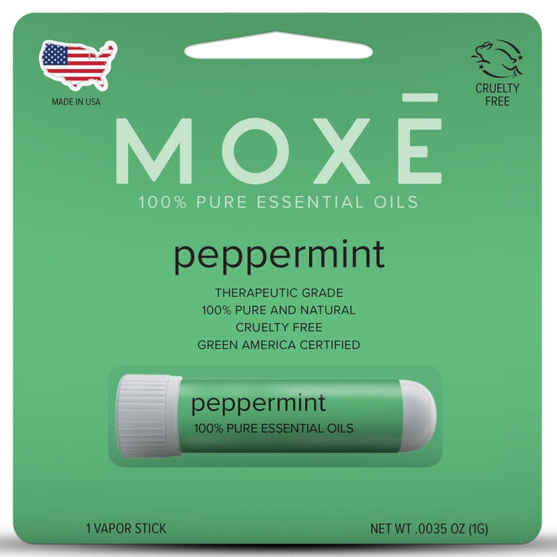 MOXE Peppermint Essential Oil Nasal Inhaler Therapeutic NoMess Aromatherapy Cooling Refreshing Invigorating Uplifts Mood and Positivity Pure and Undiluted Made in USA 1 Pack - Image 3