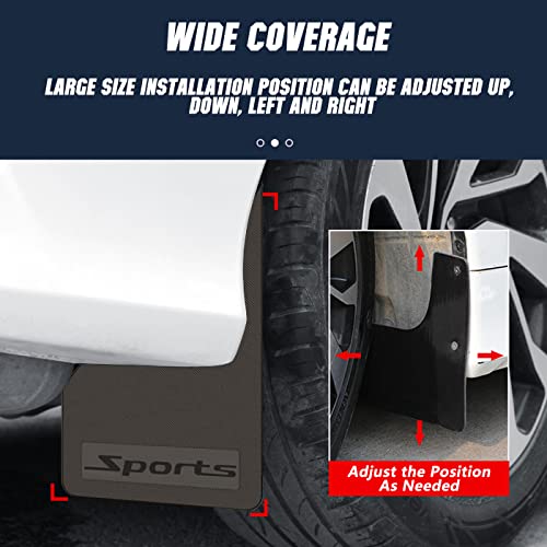 QUYDDC Standard Size Universal Soft Glue Heavy Duty Splash Guards Mud Flaps Fenders - Dirt/Slush Protection,4 Pcs Front/Rear Tires,Fits for SUVs MPV (Not Fits to Full-Size SUVs) Black + Logo Sports - Image 4
