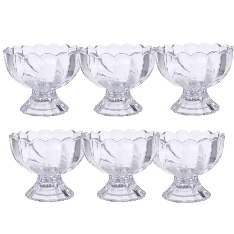 Air Son Ice Cream Cup Set 120 ML Set of 6 Small Cute Flower Design Clear Glass Dessert Bowls Perfect for Dessert Sundae Ice Cream - Image 1