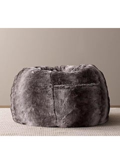 Poppins Home Ultra-Soft Luxury Faux Fur Round Bean Bag Chair Cover  Plush, Cozy & Oversized for Adults (93x92cm) (Ground) 