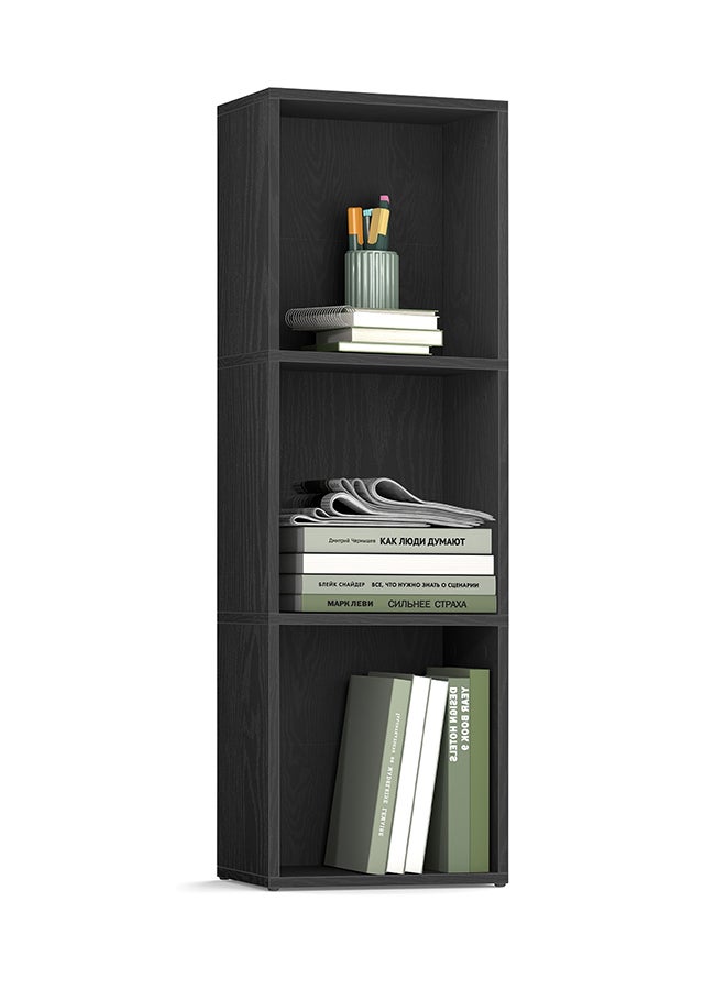 VASAGLE Bookcase, Shelf, Storage Cabinet with 3 Compartments, Freestanding Bookcase, Cube Bookcase, for Living Room, Office, Dining Room, Black - Image 1