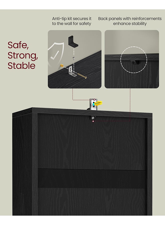 VASAGLE Bookcase, Shelf, Storage Cabinet with 3 Compartments, Freestanding Bookcase, Cube Bookcase, for Living Room, Office, Dining Room, Black - Image 4