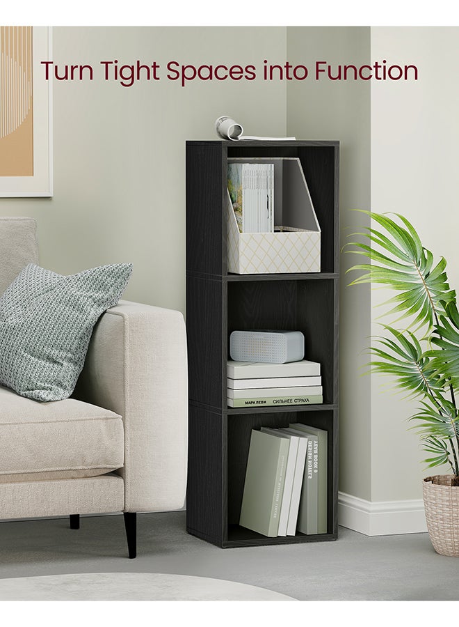 VASAGLE Bookcase, Shelf, Storage Cabinet with 3 Compartments, Freestanding Bookcase, Cube Bookcase, for Living Room, Office, Dining Room, Black - Image 3