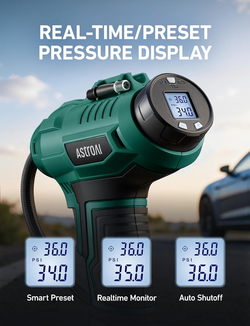 AstroAI Cordless Tire Inflator Air Compressor 20V Rechargeable Battery Powered 160PSI Portable Air Pump - Image 4