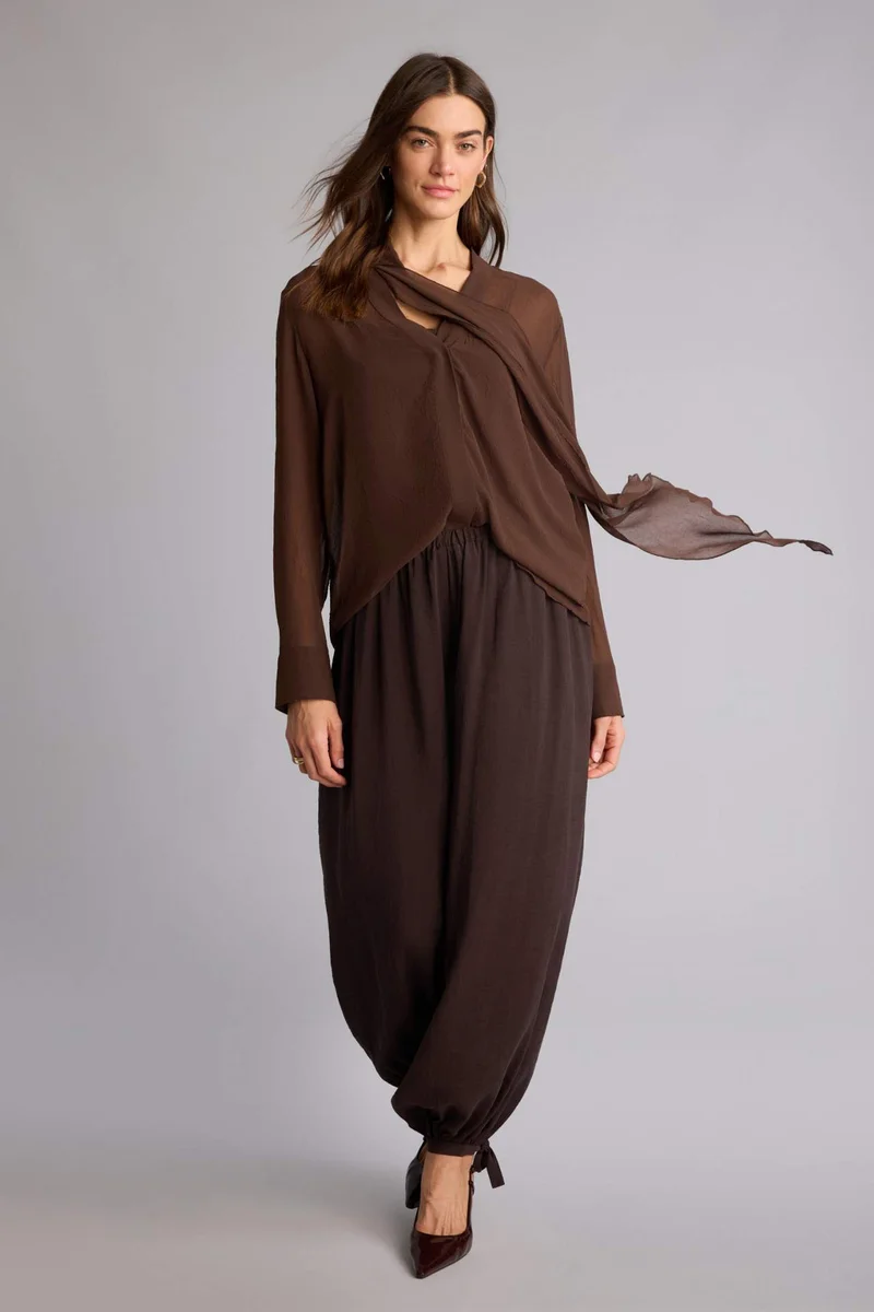 DeFacto Regular Fit Shawl Collar Long Sleeve Blouse
