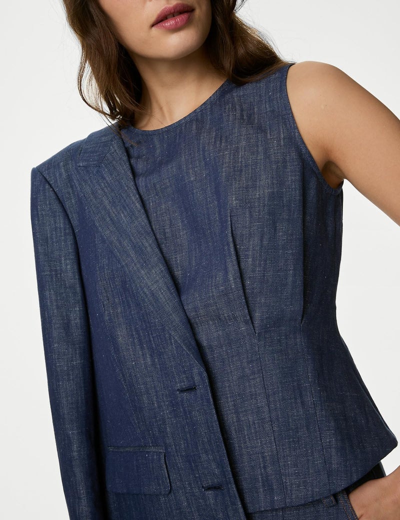 Marks & Spencer Denim Round Neck Blouse - Image 2