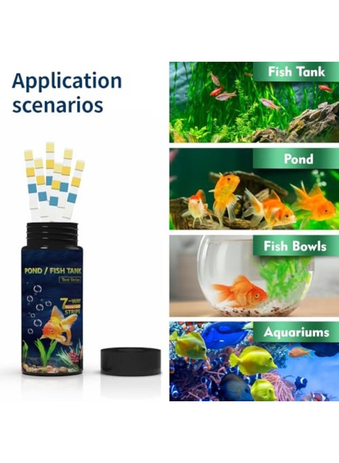 ريزونيكس شرائط اختبار أحواض السمك 7 في 1 - جهاز اختبار جودة المياه للمياه العذبة والمالحة، اختبار سريع ودقيق لأحواض الأسماك لقياس درجة الحموضة والكلور والنترات والنتريت والصلابة والقلوية (100 شريط) - Image 4