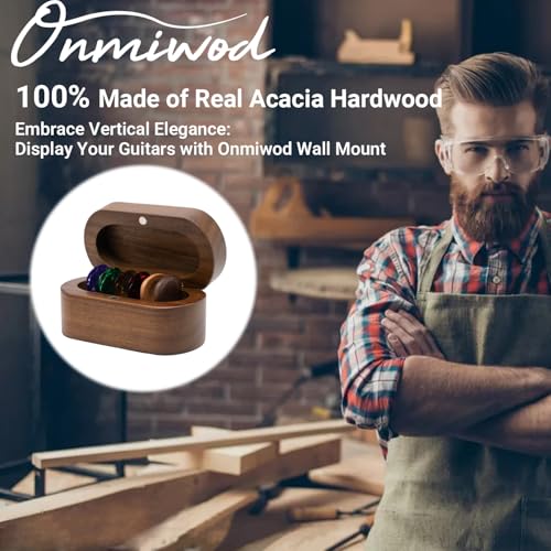 Onmiwod Guitar Pick Holder Set with 2 Color Wood Picks and 8 Celluloid Picks in 3 Thicknesses, Wooden Guitar Pick Case, Mini Jewelry Box, Guitar Music Accessories Gifts for Guitar Lover Player - Image 5
