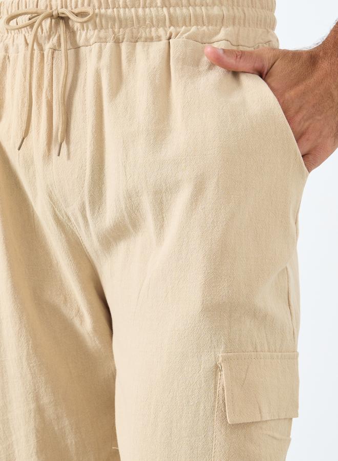 Styli Men Linen Blend Straight Leg Plain Trousers - Image 3