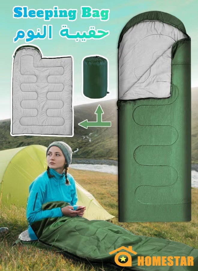 HOMESTAR Camping Sleeping Bag, Portable Waterproof Sleeping Bag for Adults, Kids, 4 Seasons Winter, Fall, Spring, Summer, Backpacking Hiking, Camping, Mountaineering, Indoor, Outdoor Use, Green - Image 1