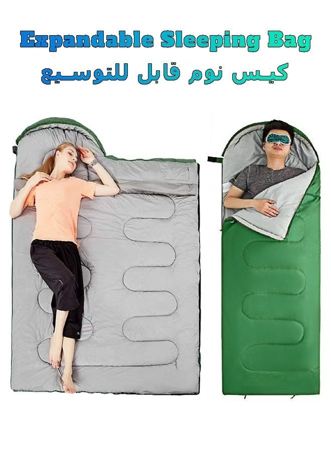 HOMESTAR Camping Sleeping Bag, Portable Waterproof Sleeping Bag for Adults, Kids, 4 Seasons Winter, Fall, Spring, Summer, Backpacking Hiking, Camping, Mountaineering, Indoor, Outdoor Use, Green - Image 2