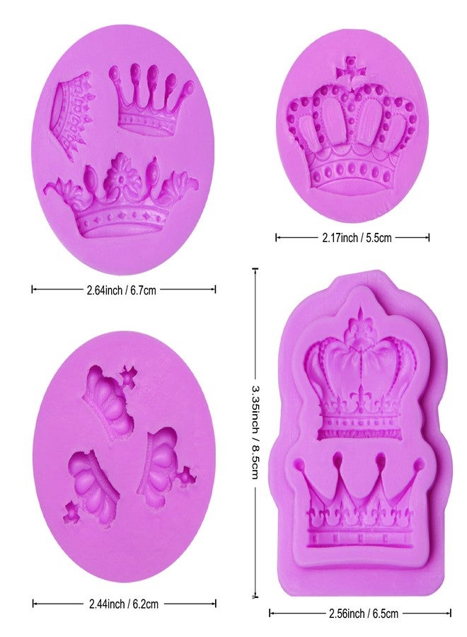 acvcatto 4 Pieces Crown Silicone Fondant Molds, 3D Crown Candy Baking Molds, Princess Crown Cake Decoration Chocolate for Cupcake Topper Sugar Craft Gum Paste Clay Crafting Projects - Image 2