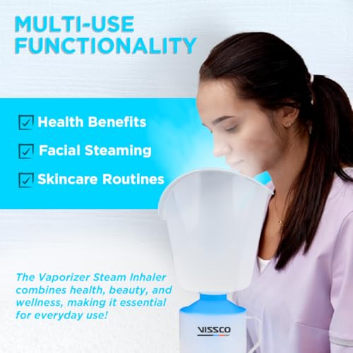 Vissco 3-in-1 Steam Vaporizer for Cold, Cough & Facial | Compact, Safe & Multifunctional Steamer with Skincare Benefits | Home Spa & Nasal Relief Machine | Durable Build with Attachments - Image 3