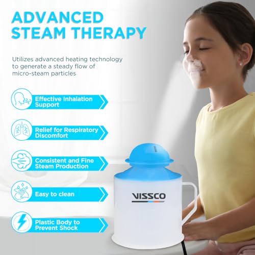 Vissco 3-in-1 Steam Vaporizer for Cold, Cough & Facial | Compact, Safe & Multifunctional Steamer with Skincare Benefits | Home Spa & Nasal Relief Machine | Durable Build with Attachments - Image 2